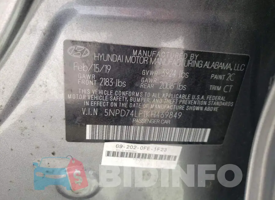 5NPD74LF1KH469849 Photo# 10