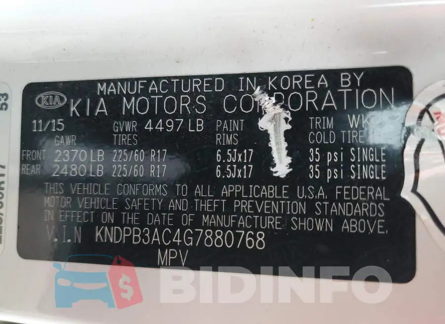 KNDPB3AC4G7880768 Photo# 12
