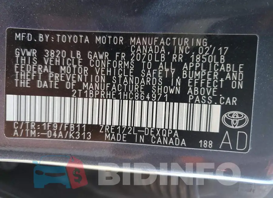 2T1BPRHE1HC864971 Photo# 12
