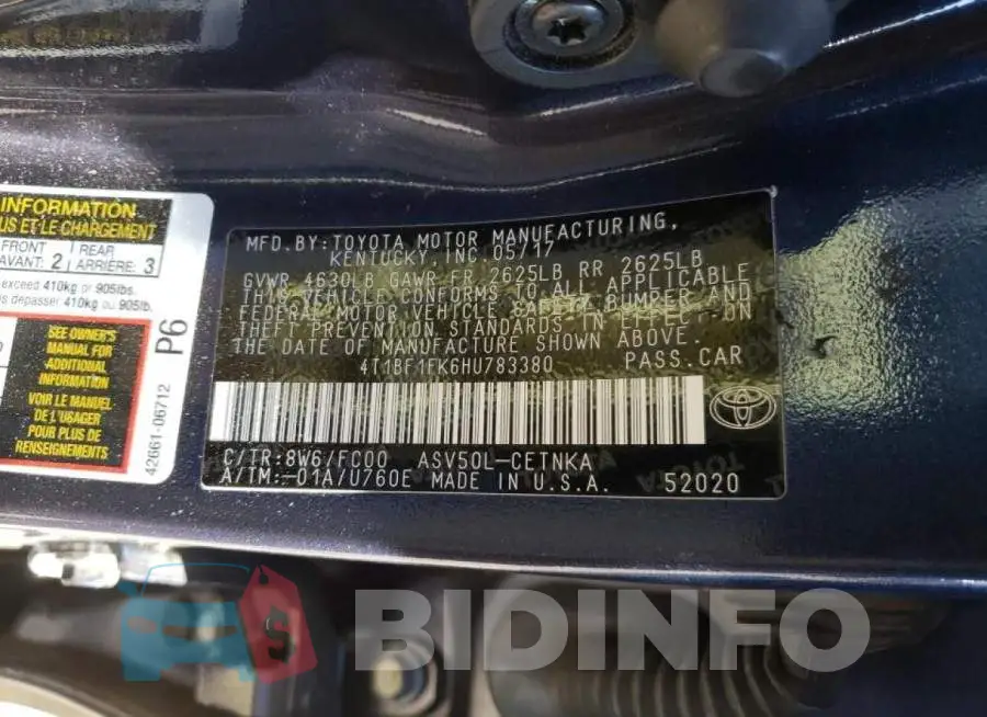 4T1BF1FK6HU783380 Photo# 10