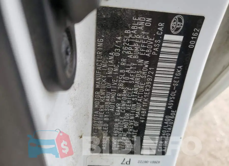 4T4BF1FK1ER399721 Photo# 12