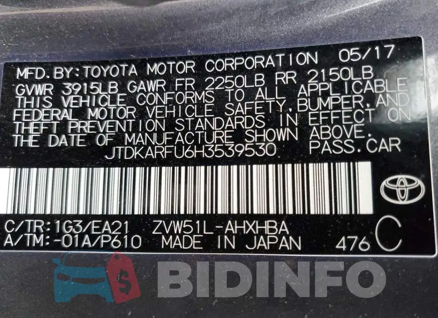 JTDKARFU6H3539530 Photo# 12