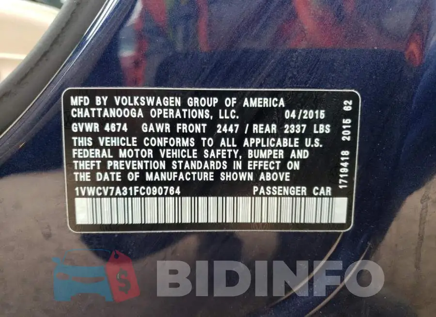 1VWCV7A31FC090764 Photo# 12