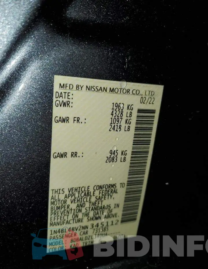 1N4BL4BV2NN345112 Photo# 12