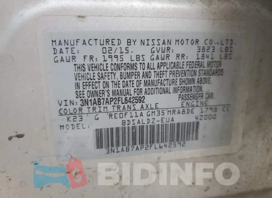 3N1AB7AP2FL642592 Photo# 12