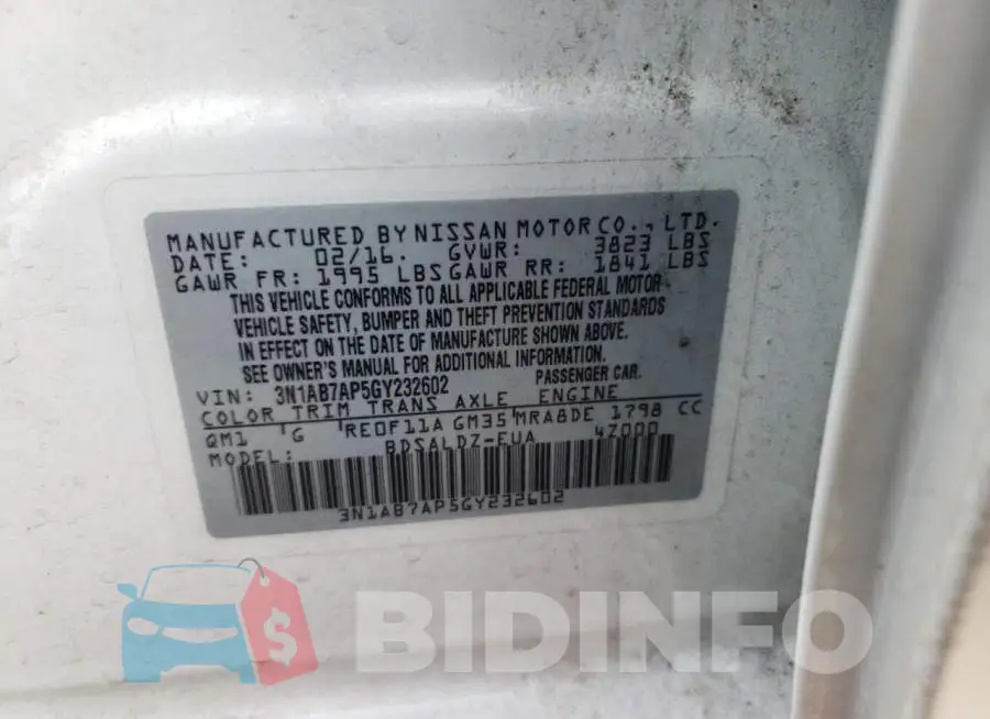 3N1AB7AP5GY232602 Photo# 13
