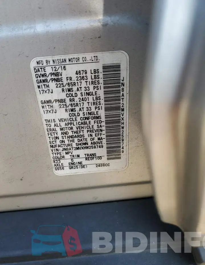 JN8AT2MVXHW259749 Photo# 13