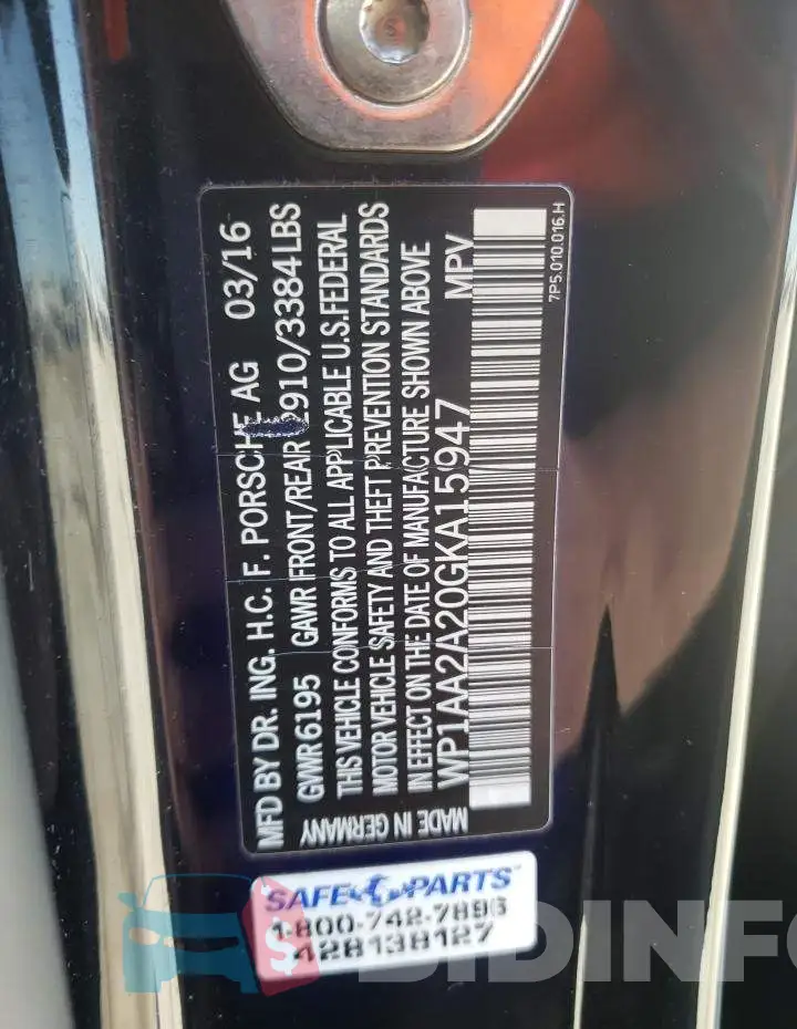 WP1AA2A20GKA15947 Photo# 13