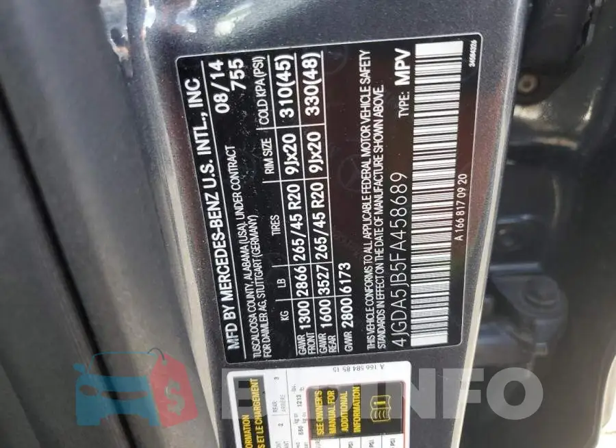 4JGDA5JB5FA458689 Photo# 12