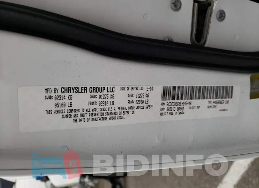 2C3CDXBG8EH245446 Photo# 13