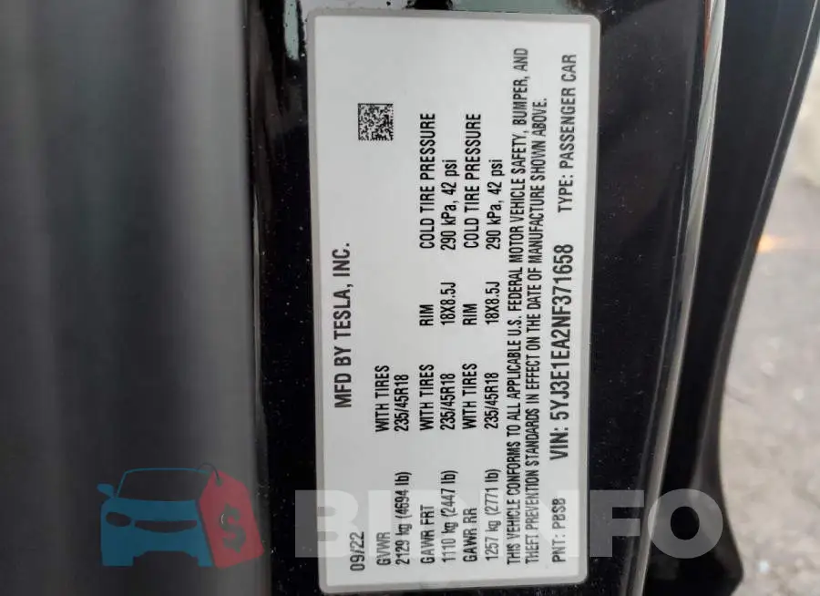 5YJ3E1EA2NF371658 Photo# 12