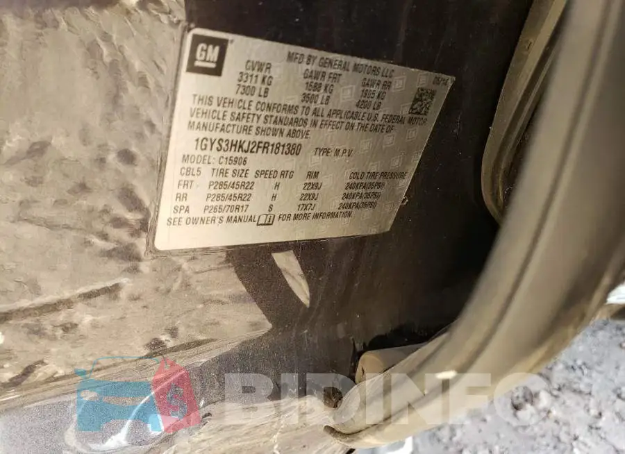 1GYS3HKJ2FR181380 Photo# 12
