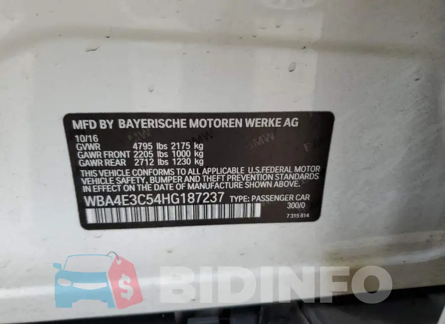 WBA4E3C54HG187237 Photo# 13