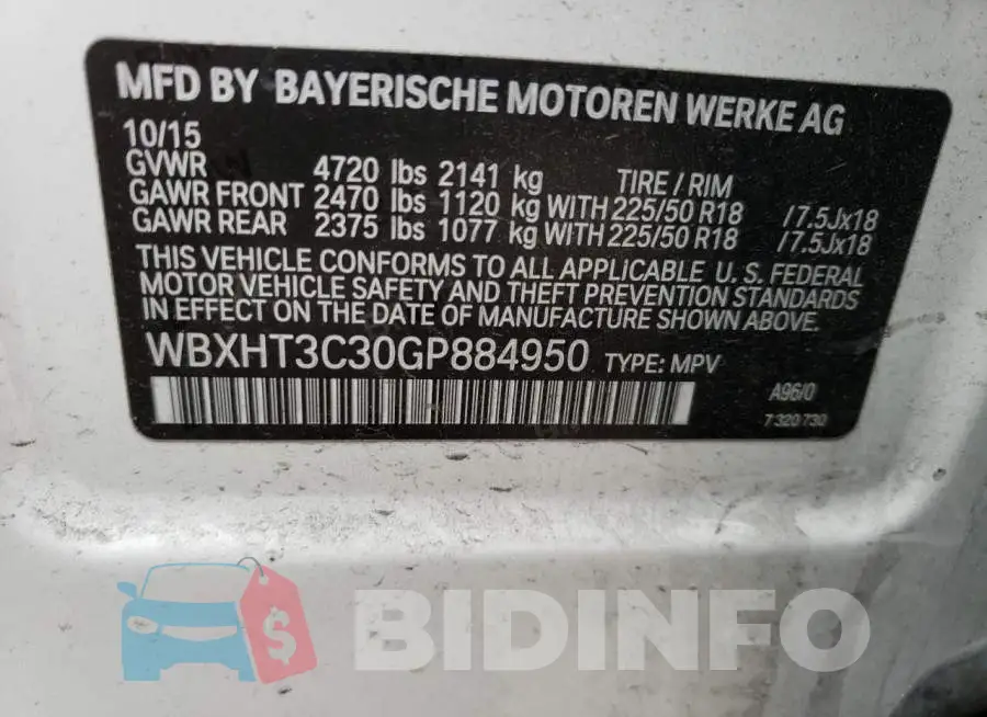WBXHT3C30GP884950 Photo# 13