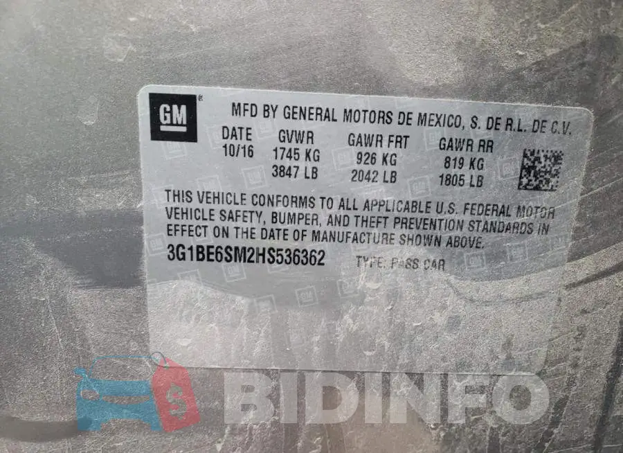 3G1BE6SM2HS536362 Photo# 12