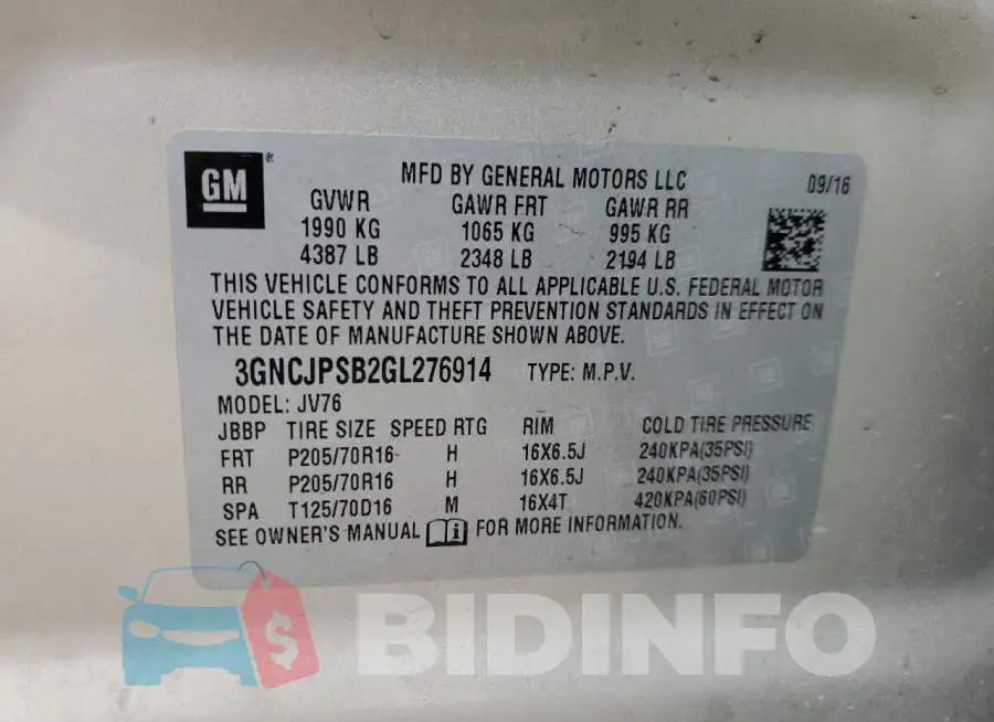 3GNCJPSB2GL276914 Photo# 13
