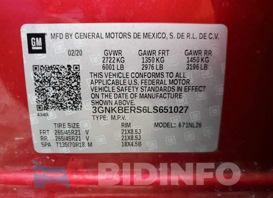 3GNKBERS6LS651027 Photo# 10