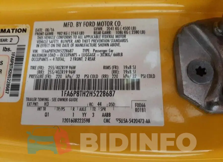 1FA6P8TH2H5228687 Photo# 10