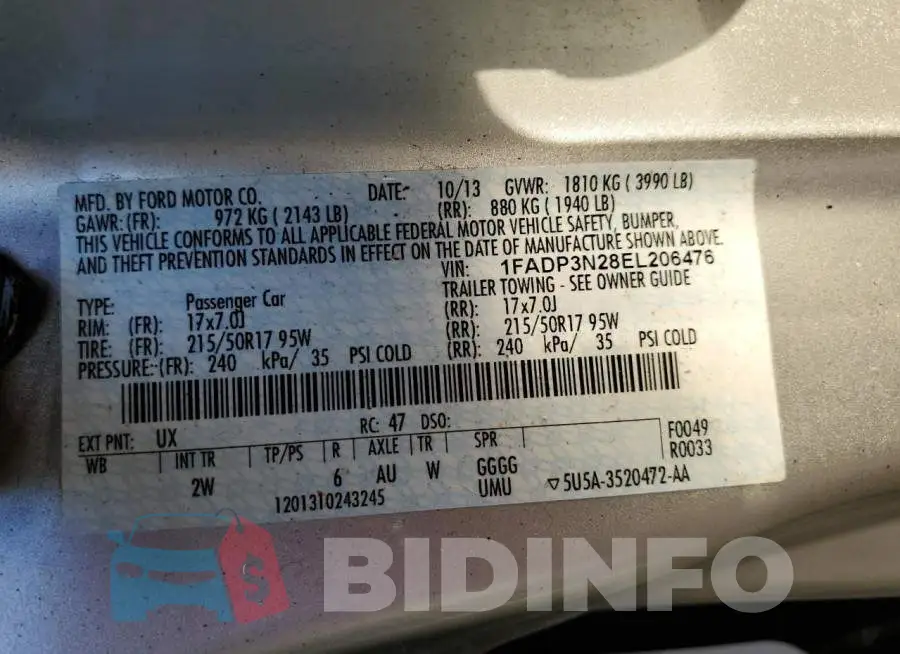 1FADP3N28EL206476 Photo# 12