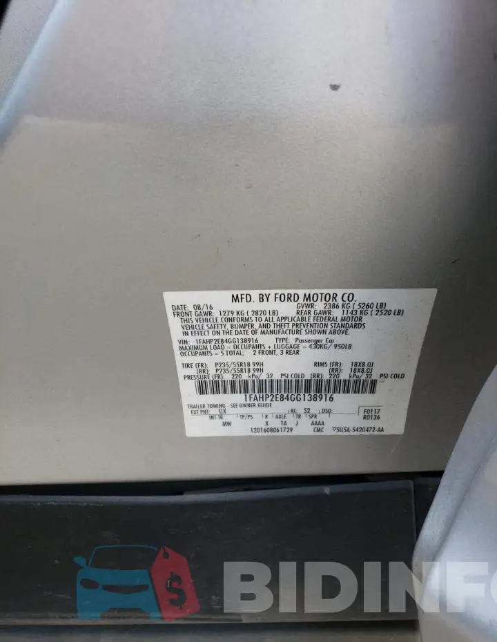 1FAHP2E84GG138916 Photo# 12