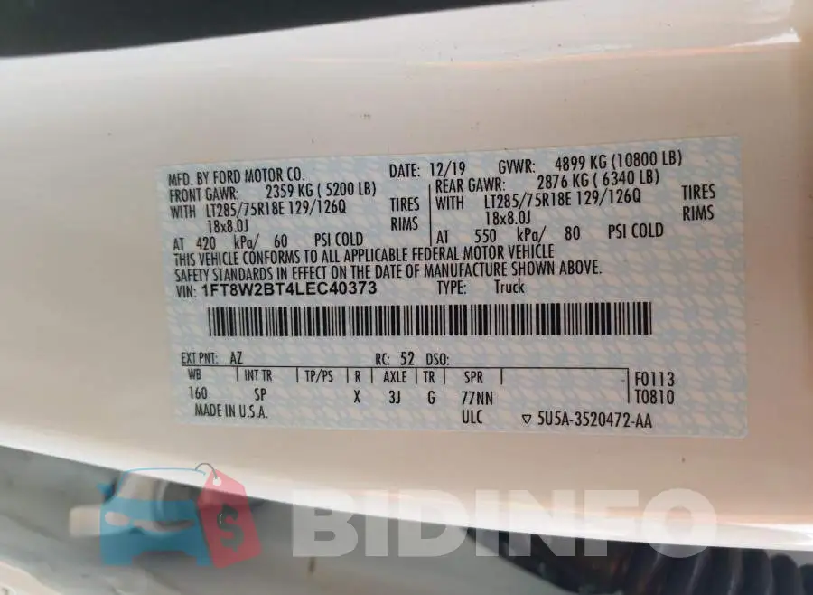 1FT8W2BT4LEC40373 Photo# 10