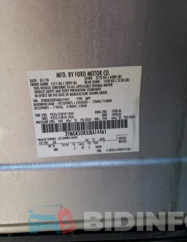 2FMGK5D83JBA14461 Photo# 14