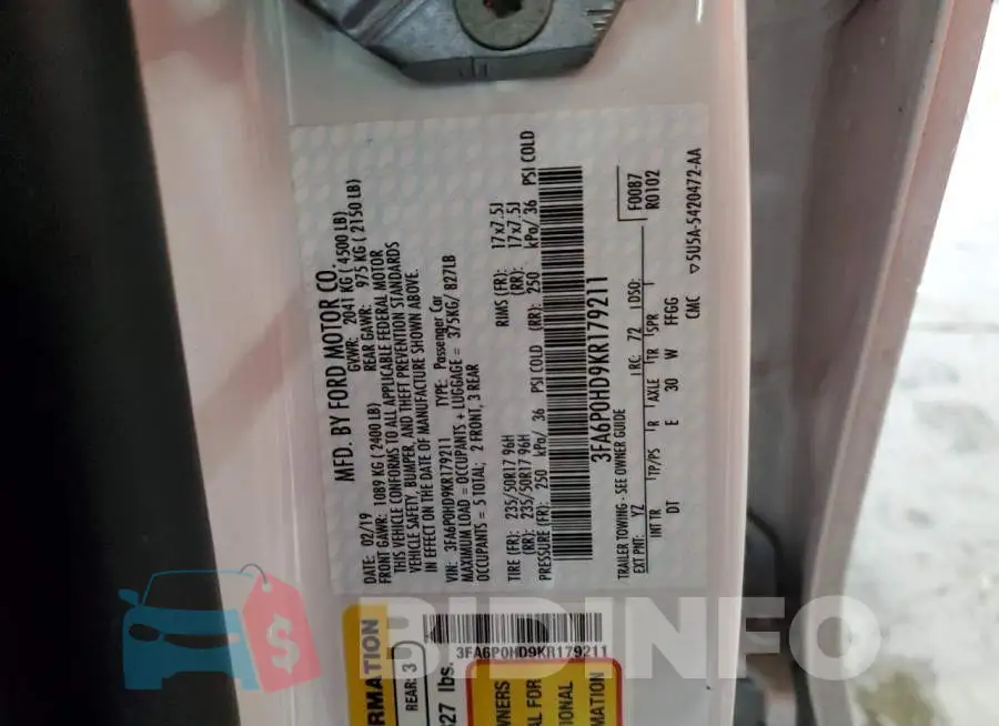 3FA6P0HD9KR179211 Photo# 12