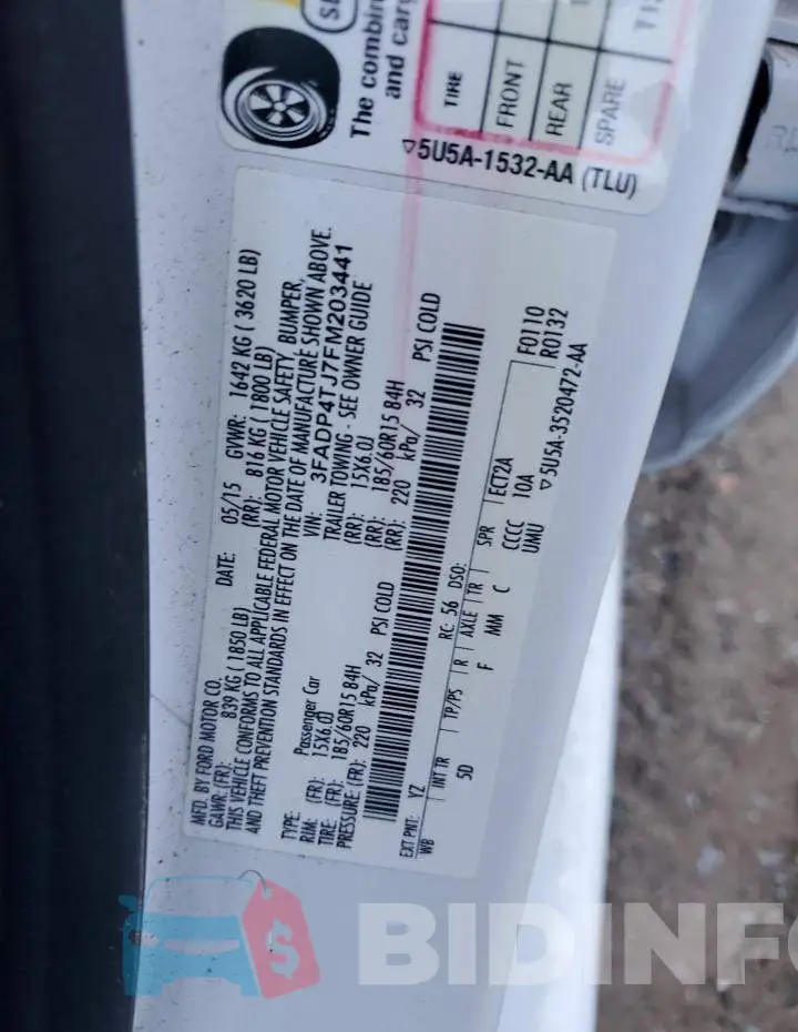 3FADP4TJ7FM203441 Photo# 12