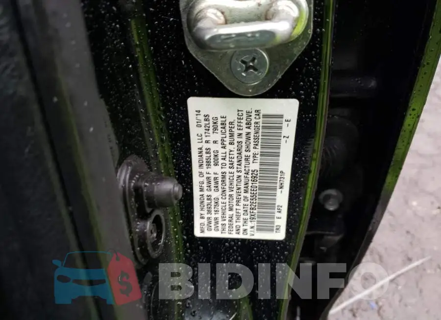 19XFB2E55EE016925 Photo# 13