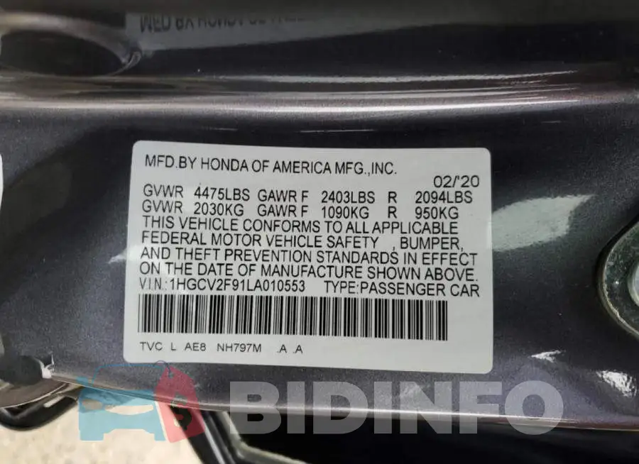 1HGCV2F91LA010553 Photo# 12