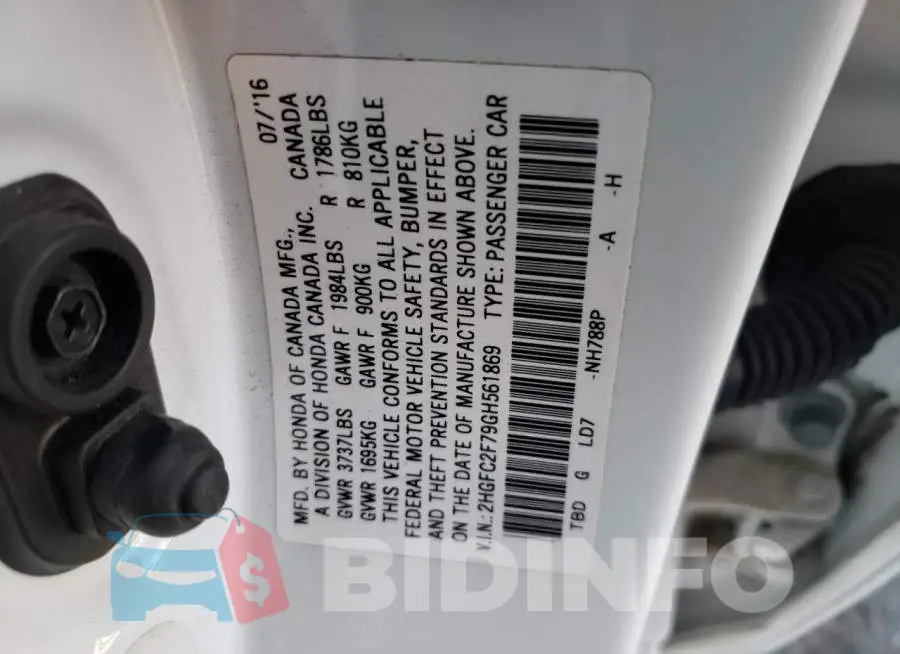 2HGFC2F79GH561869 Photo# 12