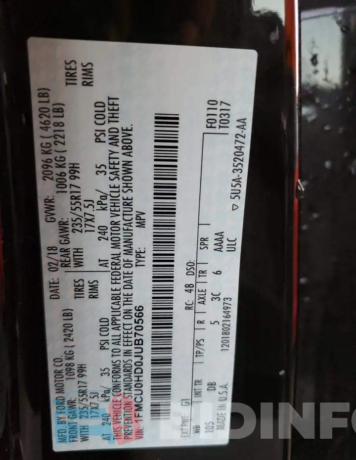 1FMCU0HD0JUB70566 Photo# 12