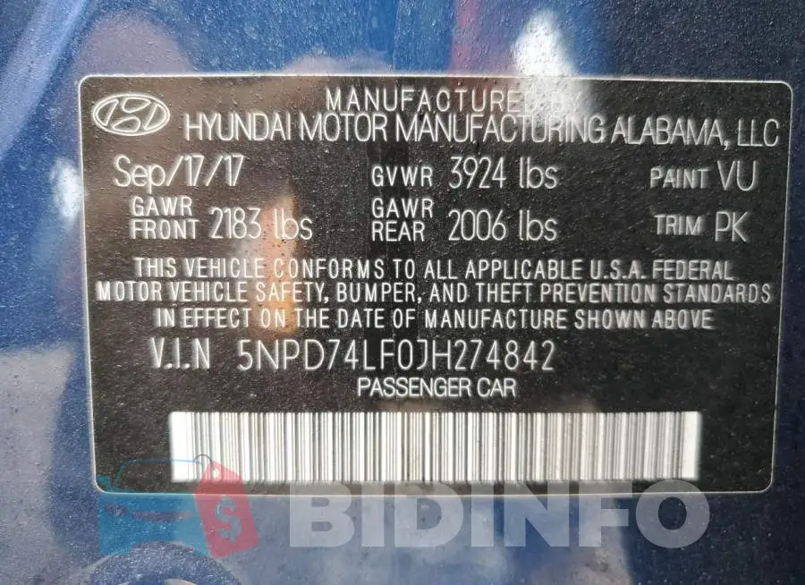 5NPD74LF0JH274842 Photo# 12