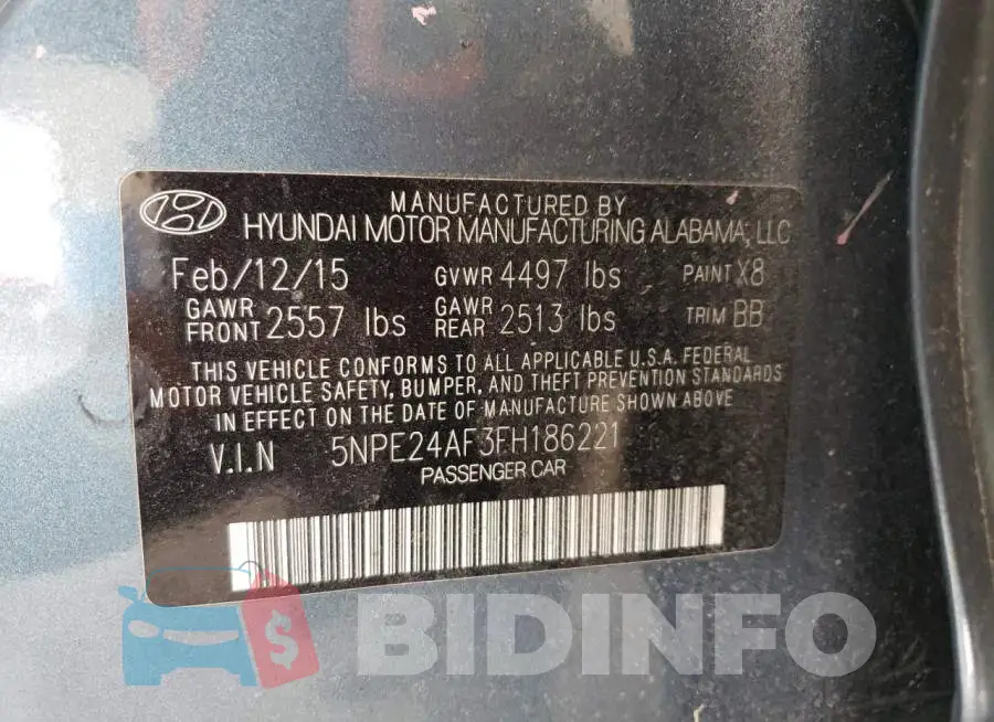 5NPE24AF3FH186221 Photo# 12
