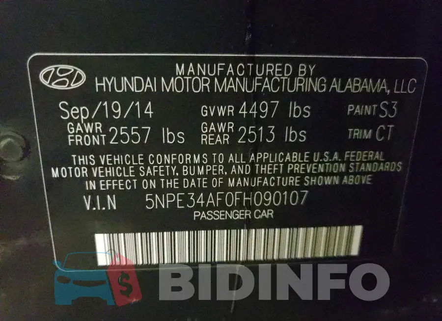 5NPE34AF0FH090107 Photo# 12