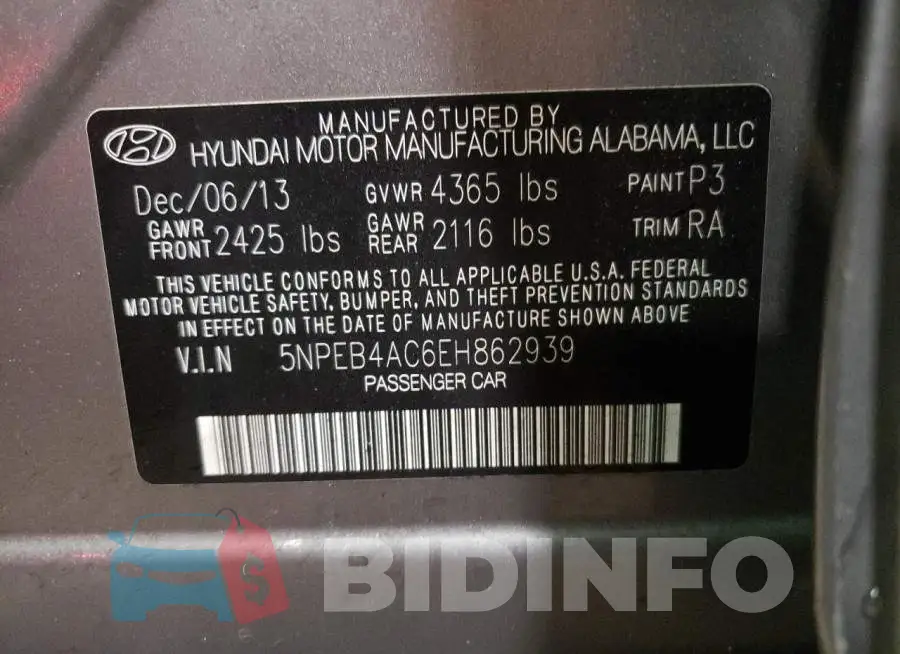 5NPEB4AC6EH862939 Photo# 12