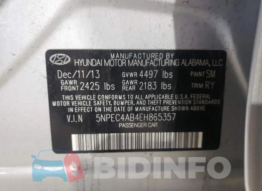 5NPEC4AB4EH865357 Photo# 10