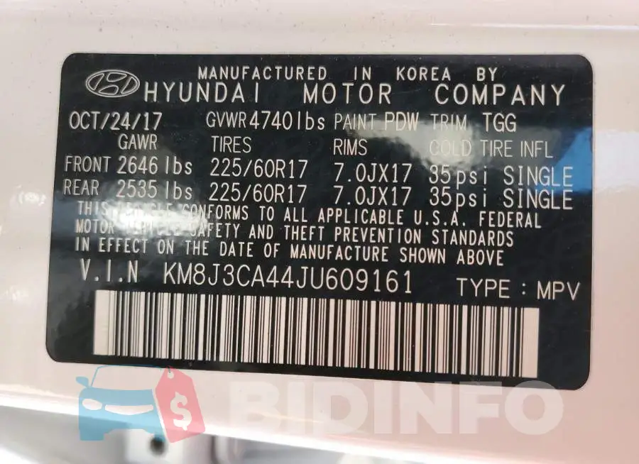 KM8J3CA44JU609161 Photo# 13