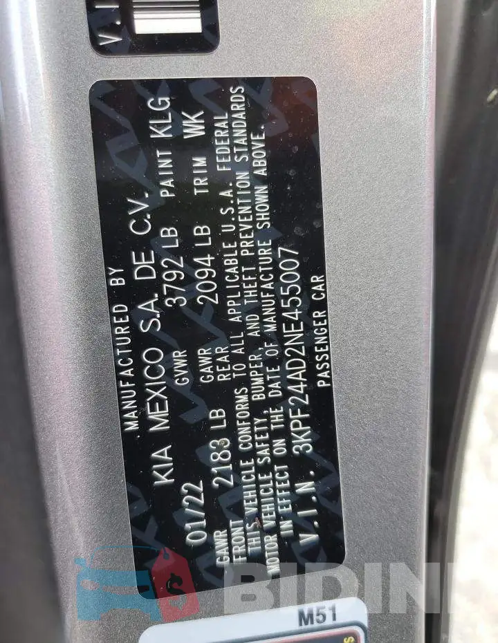 3KPF24AD2NE455007 Photo# 10