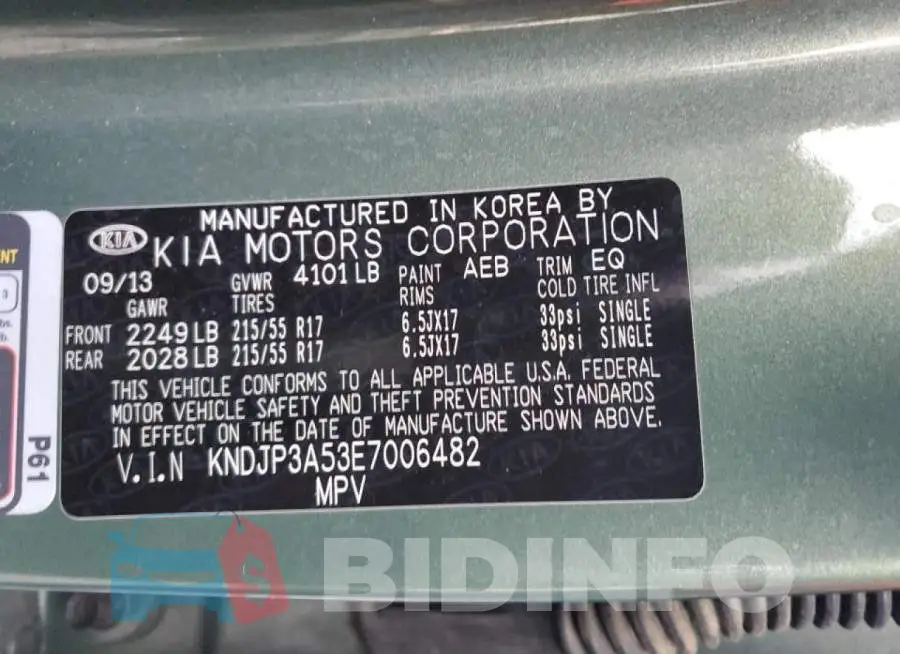 KNDJP3A53E7006482 Photo# 12