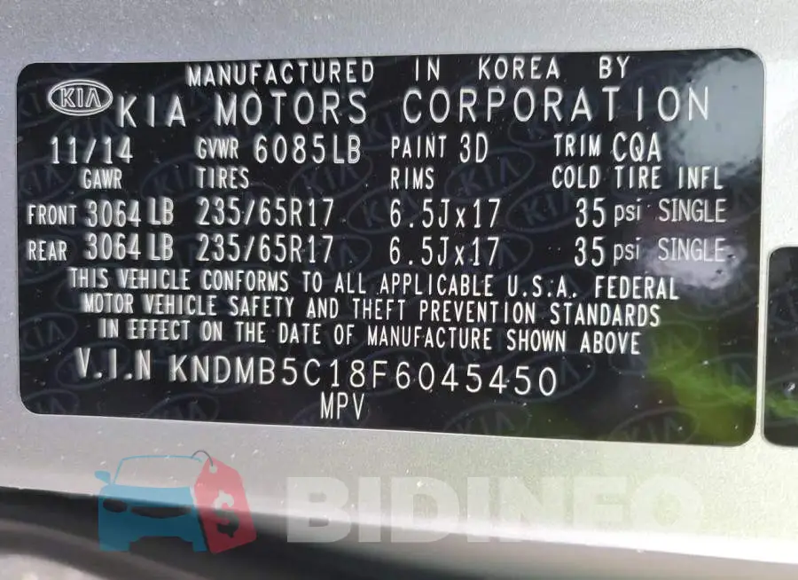 KNDMB5C18F6045450 Photo# 13