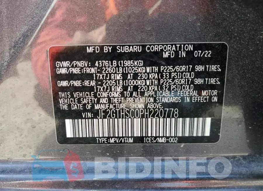 JF2GTHSC0PH220778 Photo# 13