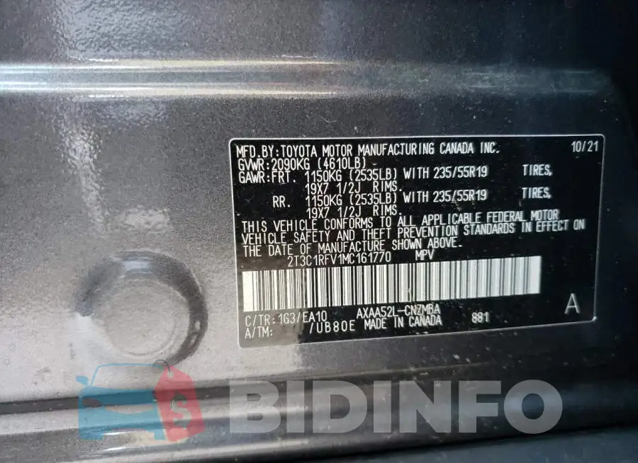 2T3C1RFV1MC161770 Photo# 10