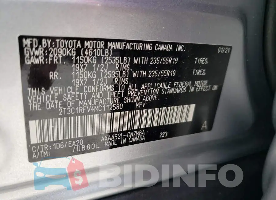 2T3C1RFV4MC112580 Photo# 13