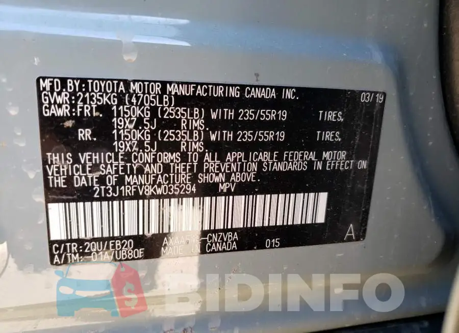 2T3J1RFV8KW035294 Photo# 13