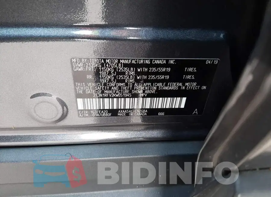 2T3N1RFV2KW051945 Photo# 13