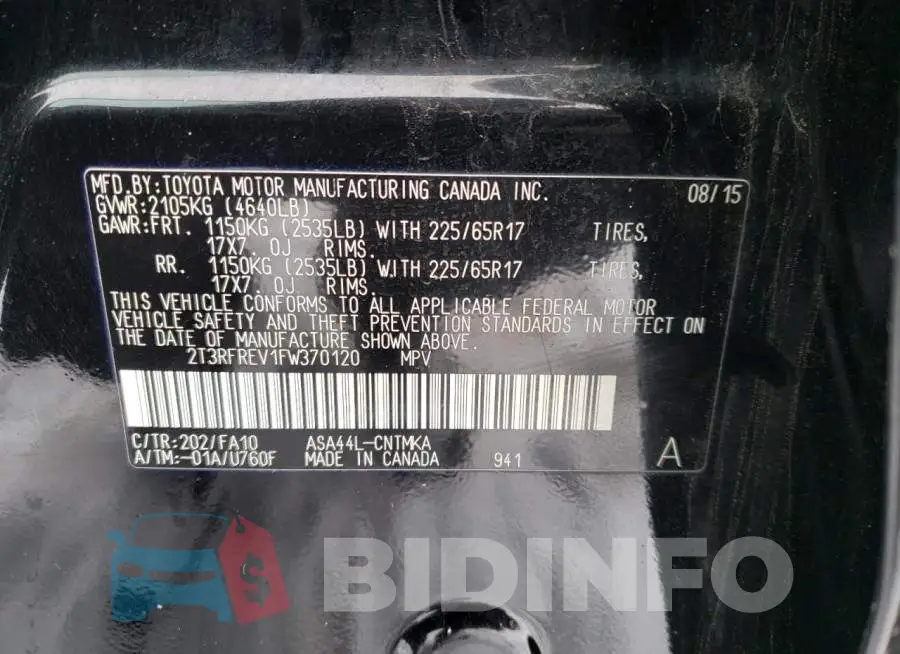 2T3RFREV1FW370120 Photo# 13