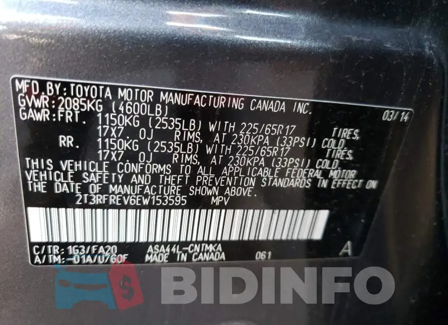 2T3RFREV6EW153595 Photo# 13