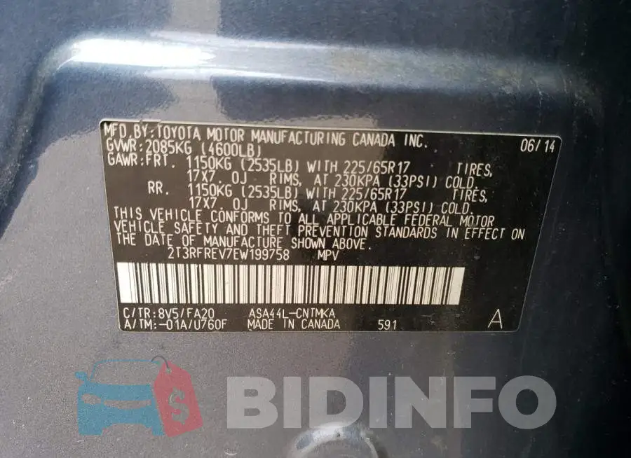 2T3RFREV7EW199758 Photo# 13