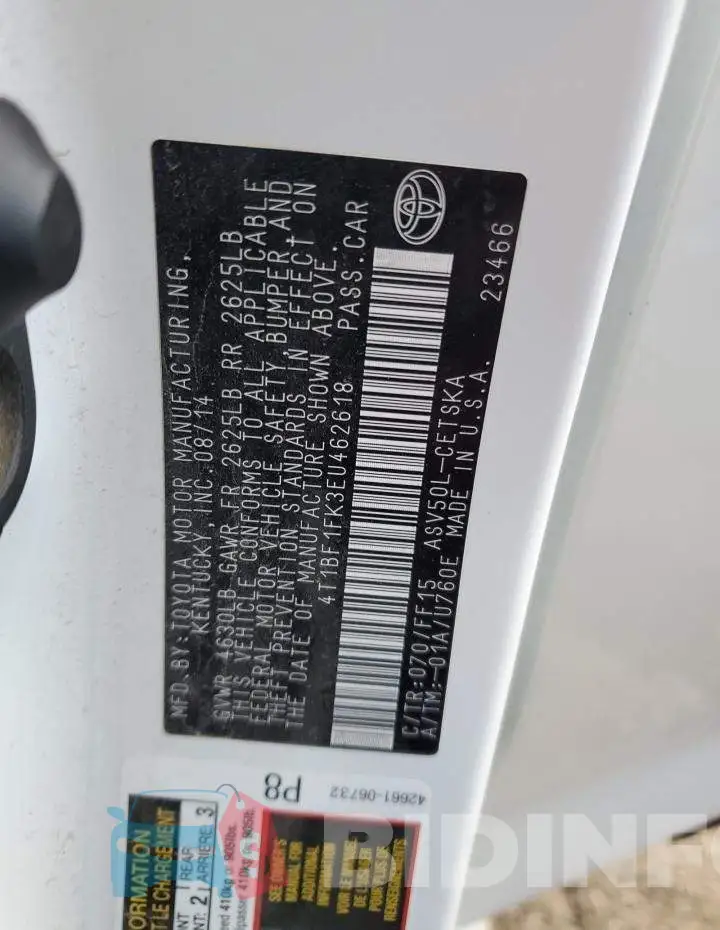 4T1BF1FK3EU462618 Photo# 12